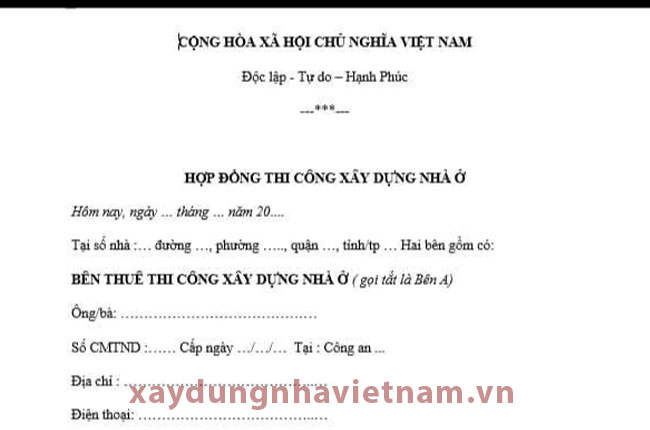 Mẫu hợp đồng xây dựng nhà ở trọn gói mới nhất 2026 1 Một mẫu hợp đồng xây dựng nhà ở