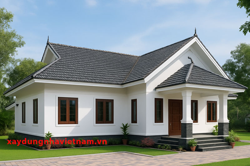 Tổng hợp các mẫu nhà cấp 4 mái Thái đẹp hiện nay 2 Mẫu nhà mái Thái cấp 4 kiểu chữ L