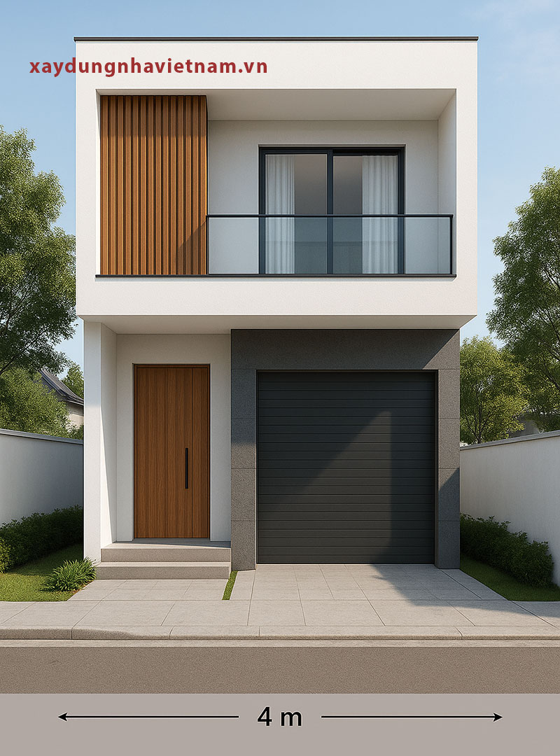 Mẫu nhà phố 2 tầng mái bằng