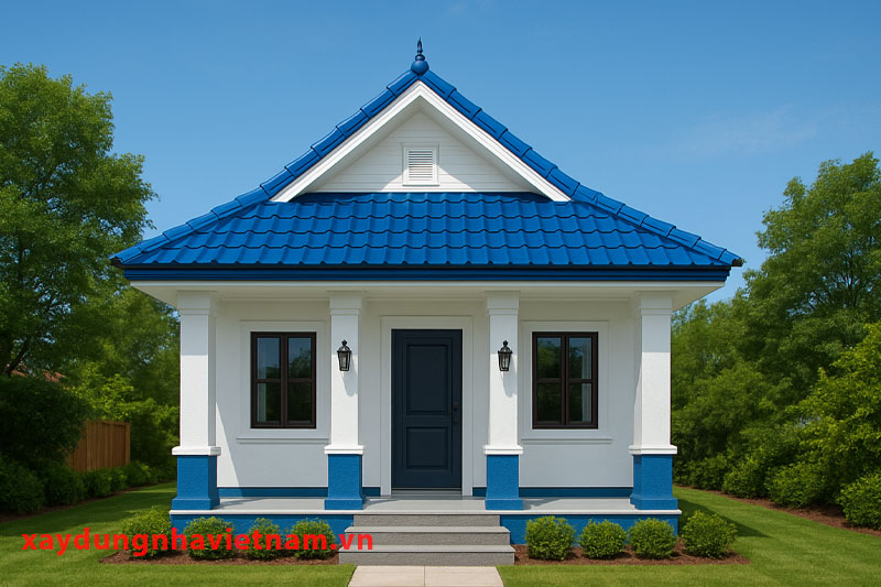 Cách phối màu sơn nhà cấp 4 mái Thái đẹp chuẩn phong thuỷ 4 Nhà mái Thái cấp 4 phối màu sơn theo mệnh Thuỷ