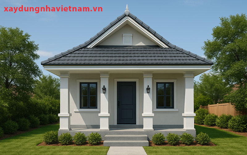 Cách trang trí mặt tiền nhà mái Thái cấp 4 độc đáo hiện đại 3 Sử dụng cột trụ để tạo sự bề thế cho mặt tiền nhà mái Thái cấp 4