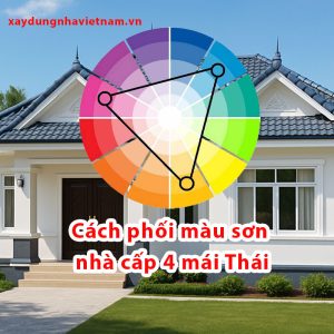 Cách phối màu sơn nhà cấp 4 mái Thái đẹp chuẩn phong thuỷ