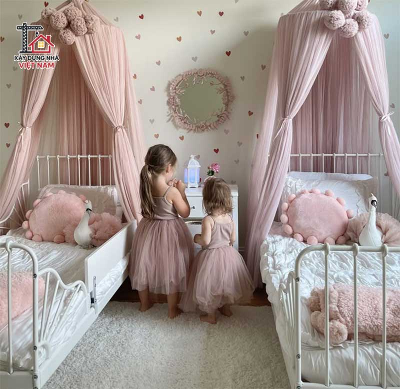 Decor phòng ngủ cho 2 bé gái