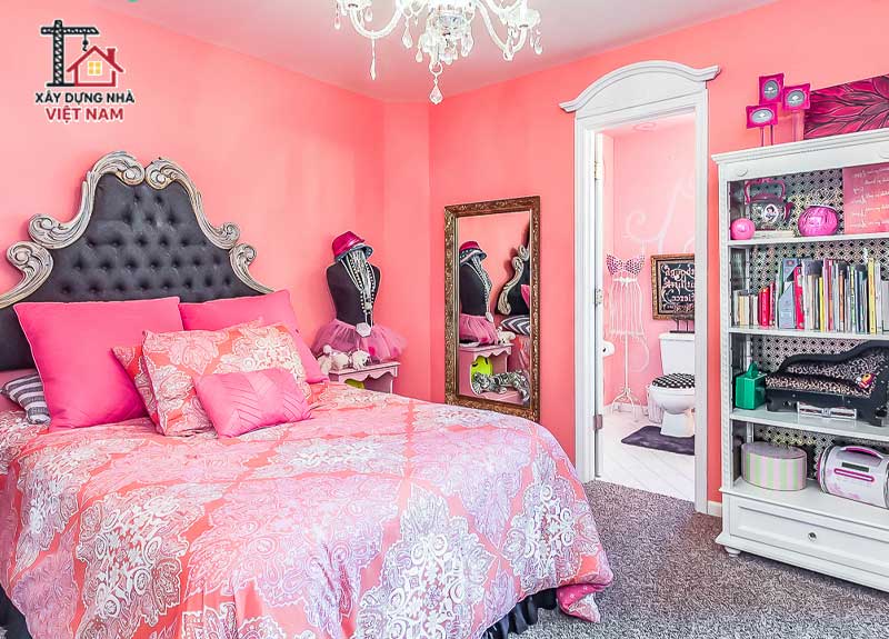 Decor phòng ngủ cho bé gái mệnh Hoả