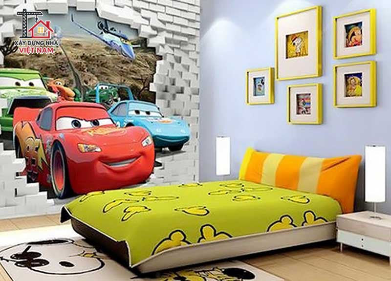 Decor phòng ngủ cho bé với các nhân vật hoạt hình