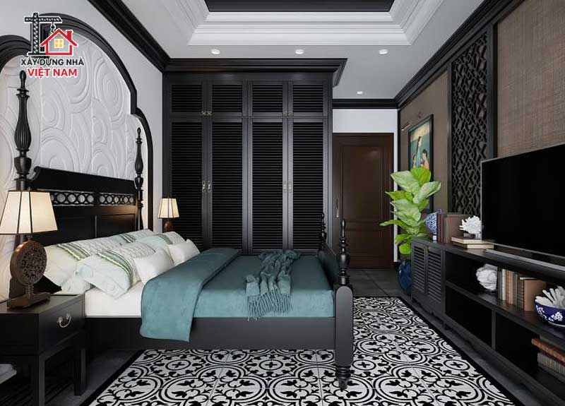Phòng ngủ phong cách Indochine – Vẻ đẹp giao thoa 5 Không nên lạm dụng màu trầm trong phòng ngủ Indochine gây cảm giác nặng nề