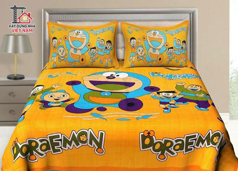 Phòng ngủ Doraemon tông màu vàng cam
