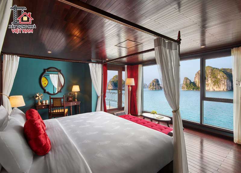 Phòng ngủ phong cách Indochine – Vẻ đẹp giao thoa 10 Phòng ngủ Indochine kết hợp luxury trên một duy thuyền tại Vịnh Hạ Long