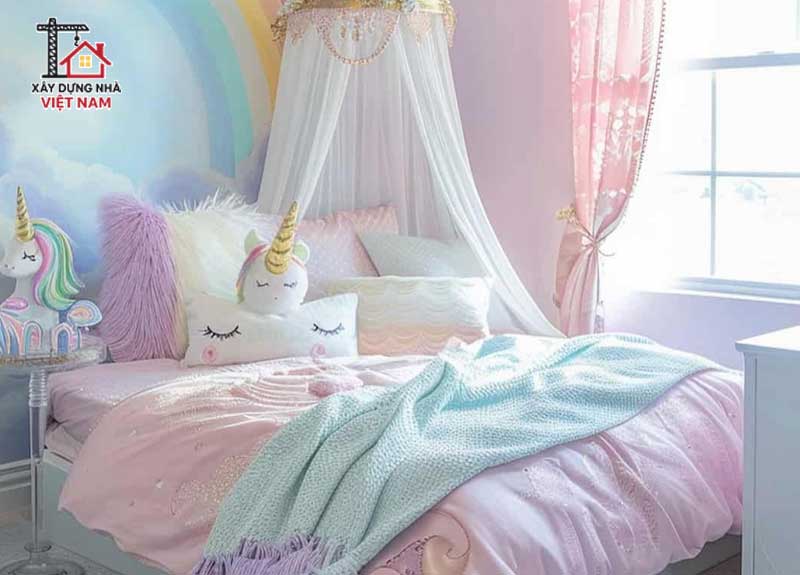 Phòng ngủ cho bé gái phong cách công chúa
