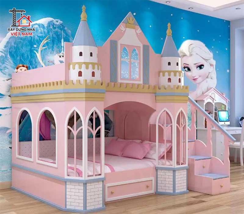 Phòng ngủ công chúa mầu hông kiểu lâu đài cổ tích
