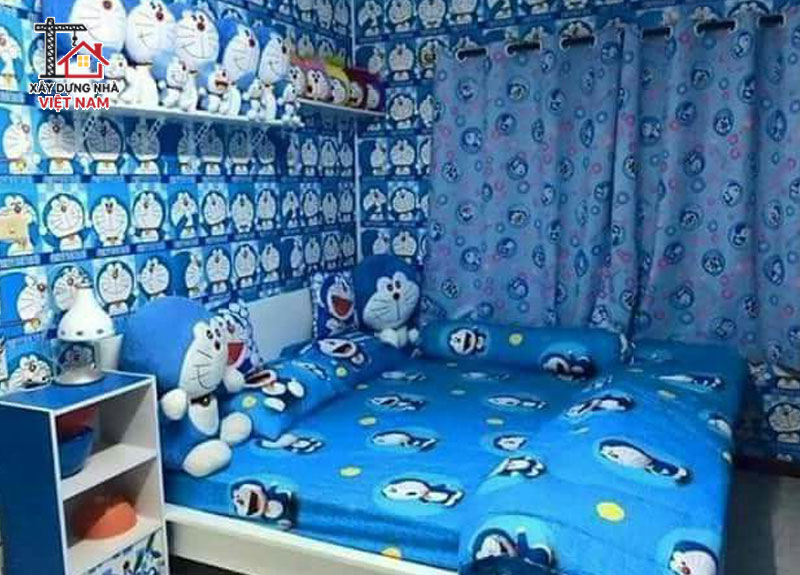 Phòng ngủ lạm dụng quá nhiều hình Doremon sẽ gây rối mắt