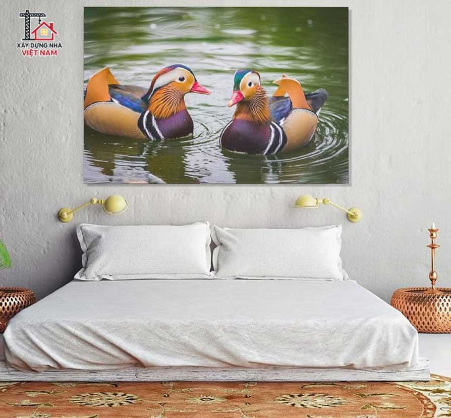 Tranh đôi uyên ương tượng trưng cho hạnh phúc viên mãn