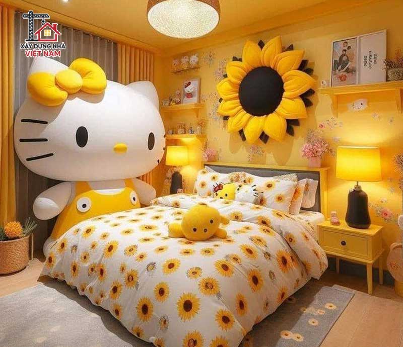 Phòng ngủ Hello Kitty tông vàng