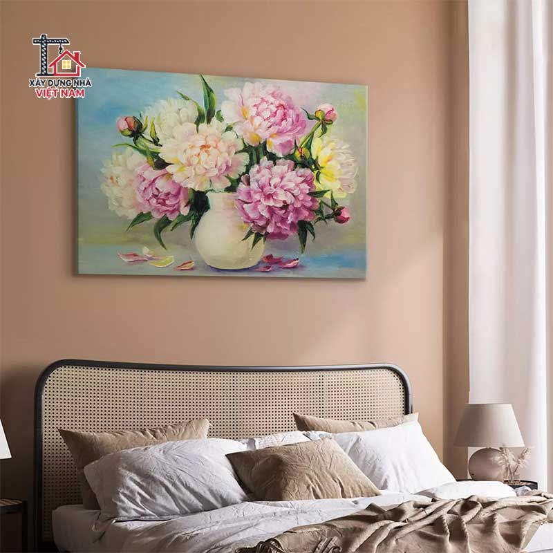 tranh hoa mẫu đơn – loài hoa biểu tượng cho tình yêu nồng nàn