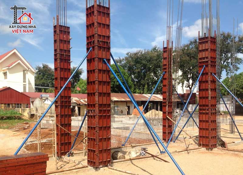 Gói xây nhà phần thô gồm những hạng mục nào? 3 Thi công cột chịu lực cho ngôi nhà